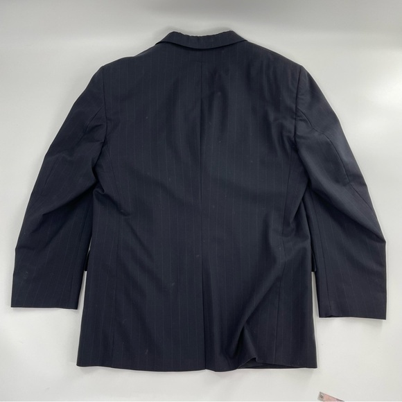 Jos. A. Bank Black Pin Striped 3 Button 100% Wool Suit with Flat Front Pants - Picture 9 of 16